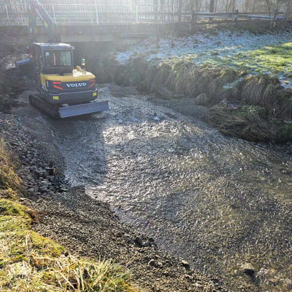 Kiesbank-Einbau in der Düte